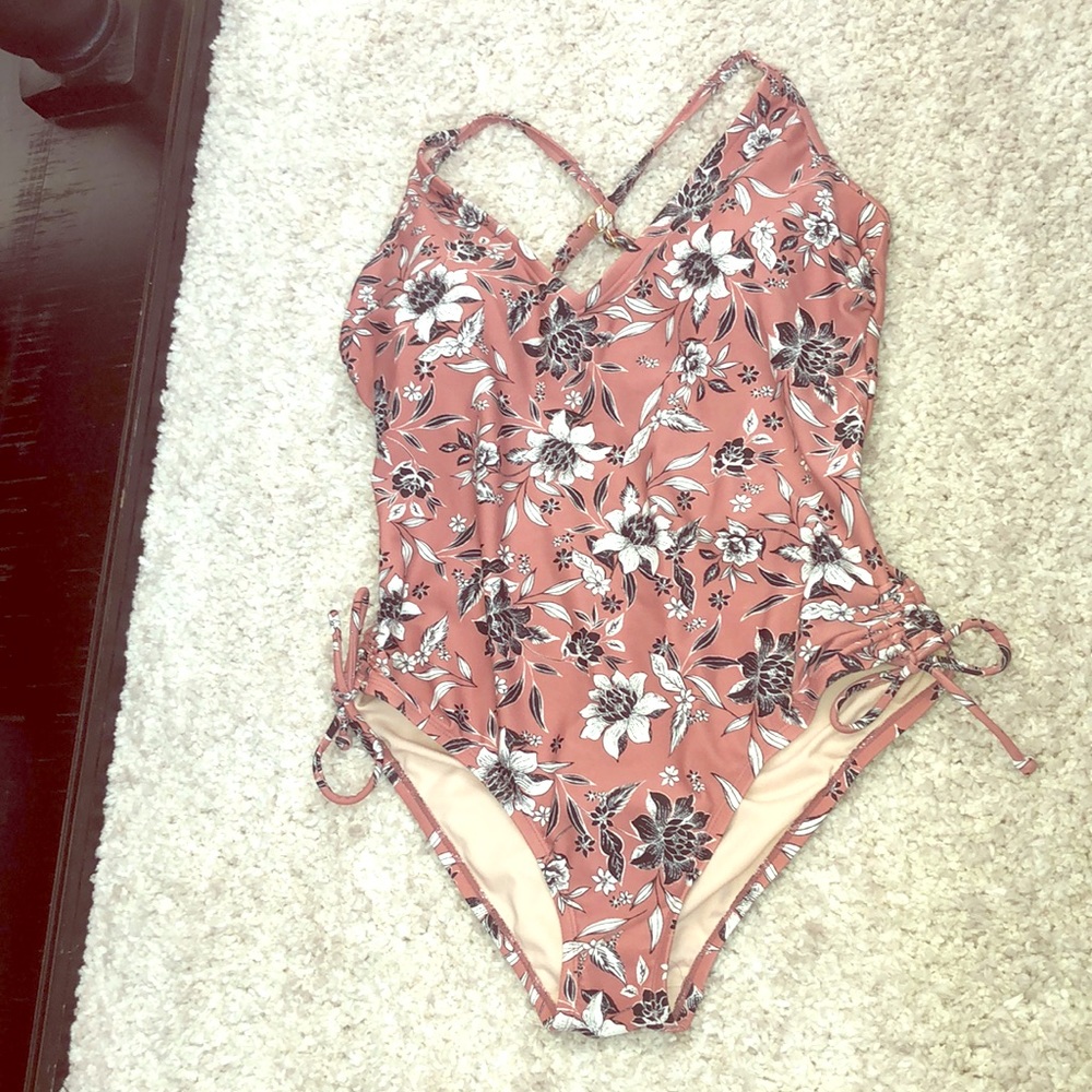 Adorable floral one piece with cute straps!